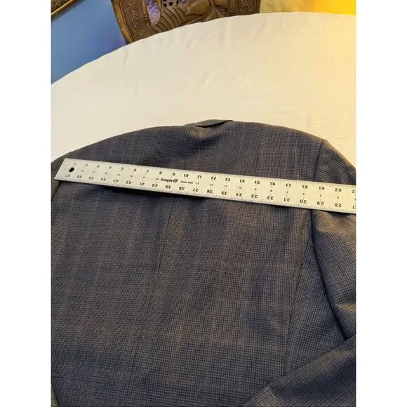 Brooks Brothers 1818 Madison Navy Blue Plaid Gingham Wool Blazer Size 42L
